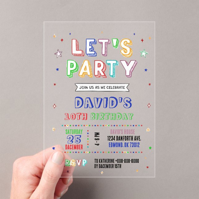 Invitaciones Acrílicas Simple Colorful Birthday (Insitu (portátil))