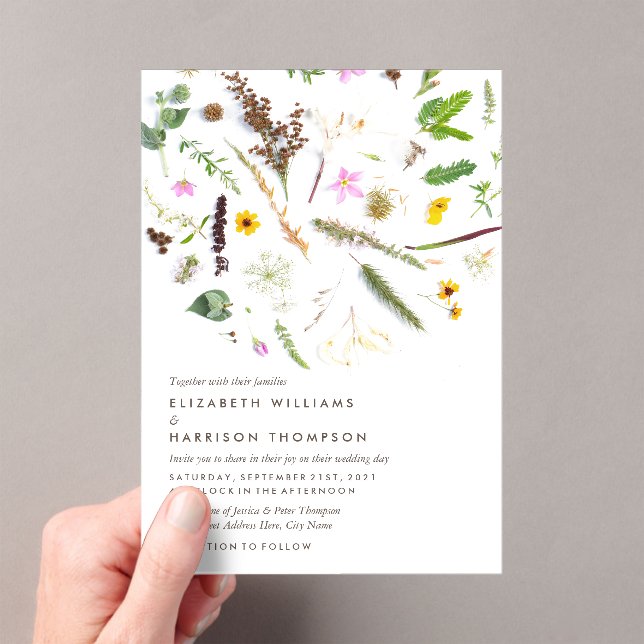Invitaciones Acrílicas Simple Elegant Botanical Wild Flower Wedding (Insitu (portátil))