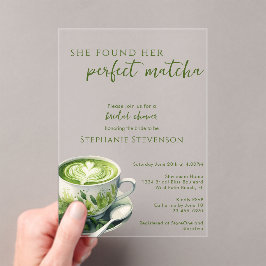 Invitaciones Acrílicas Simple Ella Encontró Su Ducha Matcha Bridal Perfec