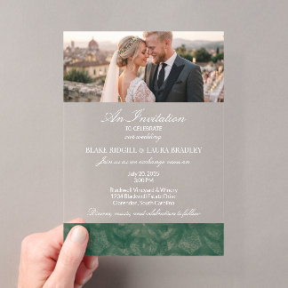 Invitaciones Acrílicas Simple Emerald Lake Batik Foto Personalizada Acríl