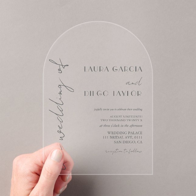 Invitaciones Acrílicas Simple Modern Calligraphy Wedding (Insitu (portátil))