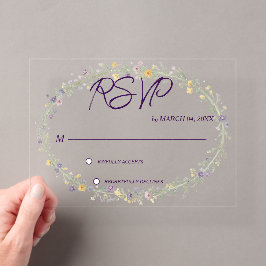 Invitaciones Acrílicas Simple Moderno Floral Clásico RSVP de Boda