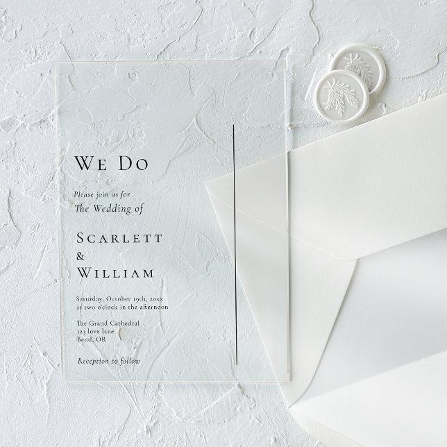 Invitaciones Acrílicas Simple Moderno Minimalista Nosotros Hacemos Boda (Subido por el creador)