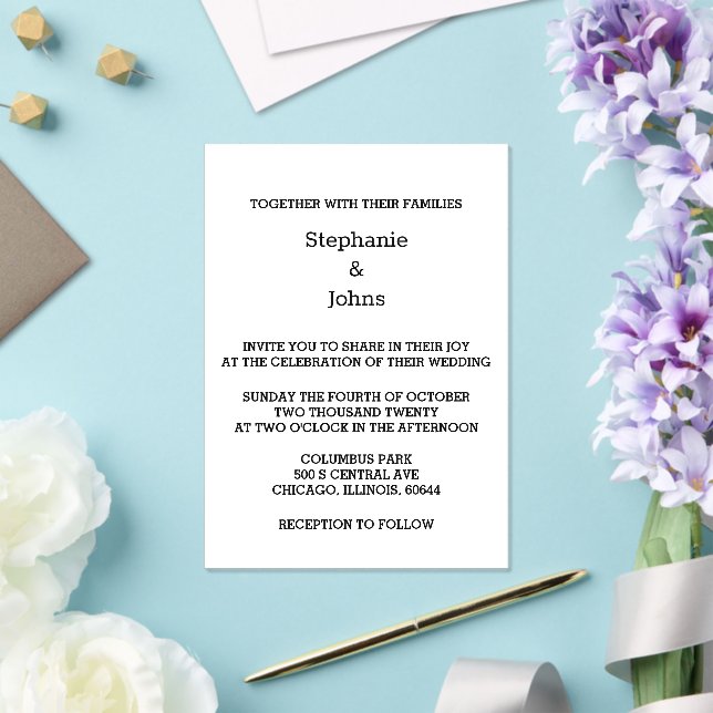 Invitaciones Acrílicas Simple Script Blanco Blanco Blanco Mínimo Elegante (Insitu (Boda))