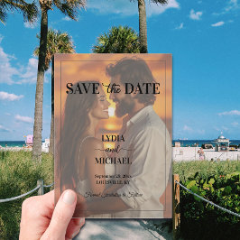 Invitaciones Acrílicas Simple Text Overlay Photo Save the Date