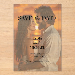 Invitaciones Acrílicas Simple Texto Superpuesto Foto Save the Date