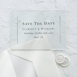 Invitaciones Acrílicas Simple Tradicional Minimalista Boda Guardar la Fec