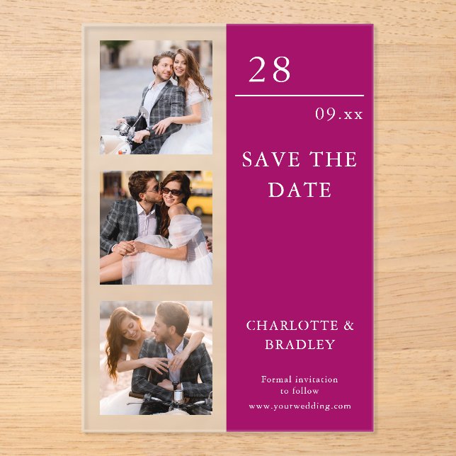 Invitaciones Acrílicas Simple Wedding Save The Date Photo Picture (Anverso)