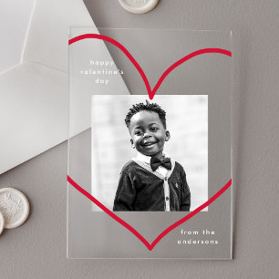 Invitaciones Acrílicas Simplemente Amar Corazón Rojo Foto Día de San Vale
