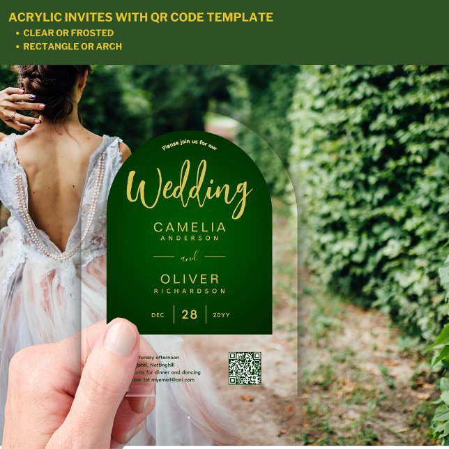 Invitaciones Acrílicas Sitio web RSVP del código QR del BODA Esmeralda de (Subido por el creador)