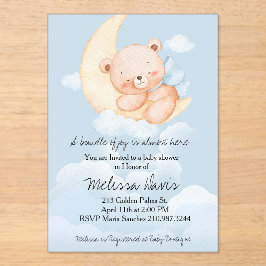 Invitaciones Acrílicas Sleepy Bear Baby Shower Invitation