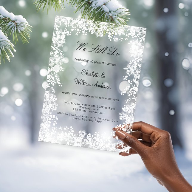 Invitaciones Acrílicas Snowflakes clara renovación de la promesa boda (Subido por el creador)