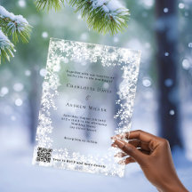 Snowflakes winter QR code RSVP clear boda