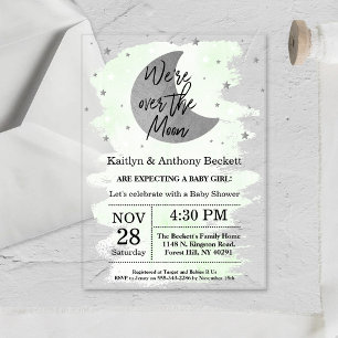 Invitaciones Acrílicas Sobre La Luna   Baby Shower Neutral
