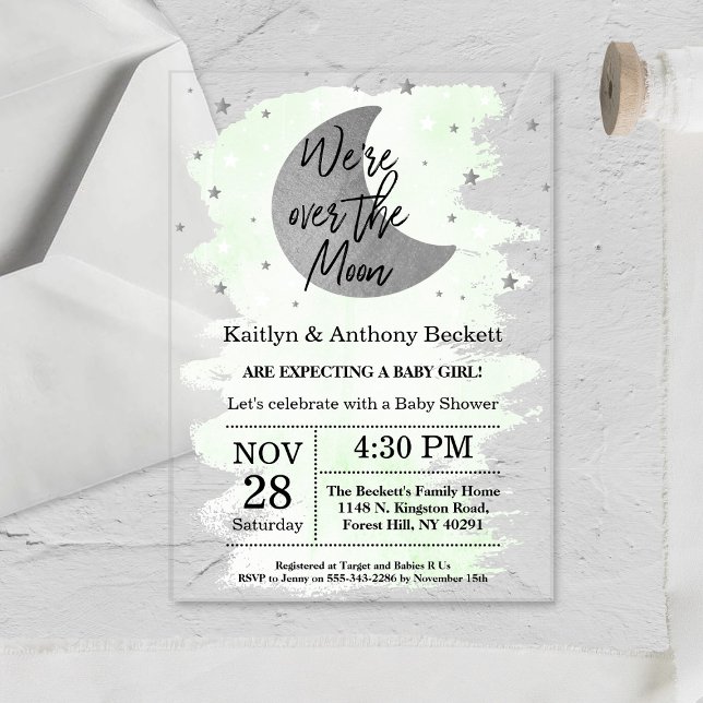 Invitaciones Acrílicas Sobre la luna | Baby Shower neutral (Subido por el creador)