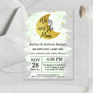 Invitaciones Acrílicas Sobre La Luna Baby Shower Neutral