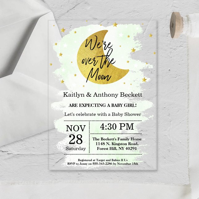 Invitaciones Acrílicas Sobre la luna | Baby Shower neutral (Subido por el creador)