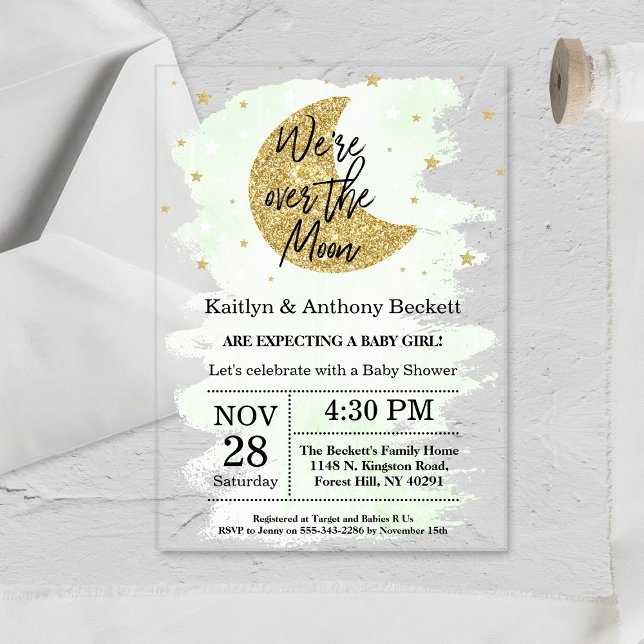 Invitaciones Acrílicas Sobre la luna | Baby Shower neutral (Subido por el creador)