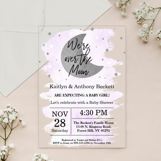 Invitaciones Acrílicas Sobre la luna | Baby Shower neutral (Subido por el creador)