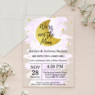 Invitaciones Acrílicas Sobre la luna   Baby Shower neutral