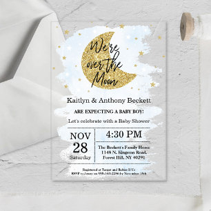Invitaciones Acrílicas Sobre La Luna   Baby Shower Niño