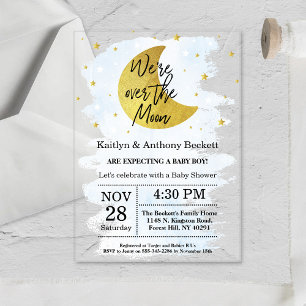 Invitaciones Acrílicas Sobre La Luna Baby Shower Niño