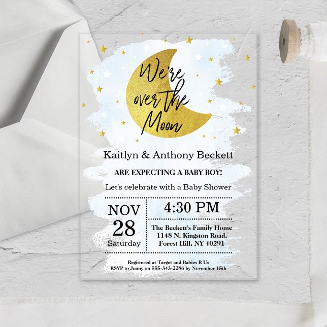 Invitaciones Acrílicas Sobre la luna | Boys Baby Shower (Subido por el creador)
