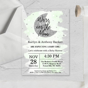 Invitaciones Acrílicas Sobre La Luna Celebración Neutral de Baby Shower
