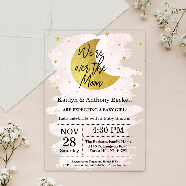 Invitaciones Acrílicas Sobre la luna | CHICAS BABY SHOWER (Subido por el creador)