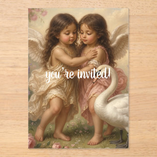 Invitaciones Acrílicas soft angel cherub girls’ birthday invitation