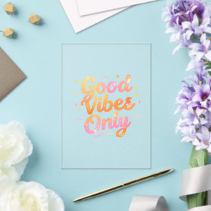 Invitaciones Acrílicas Solo Buenas Vibraciones Diseño de Regalo de Cita C