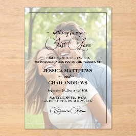 Invitaciones Acrílicas Solo texto superpuesto de amor Foto Boda 