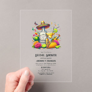 Invitaciones Acrílicas Sombrero de Fiesta Mexicana Transparente para Desp