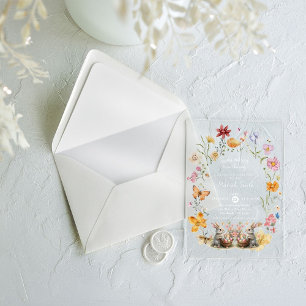 Invitaciones Acrílicas SomeBunny Pascua de Flores Silvestres Baby Shower