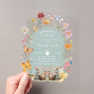 Invitaciones Acrílicas SomeBunny Pascua de Resurrección Wildflower Baby S