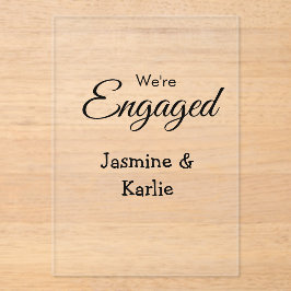 Invitaciones Acrílicas Somos pareja comprometida nombre romántico elegant