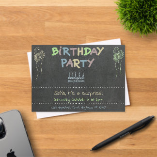 Invitaciones Acrílicas Sorpresa de fiesta de cumpleaños en pizarra