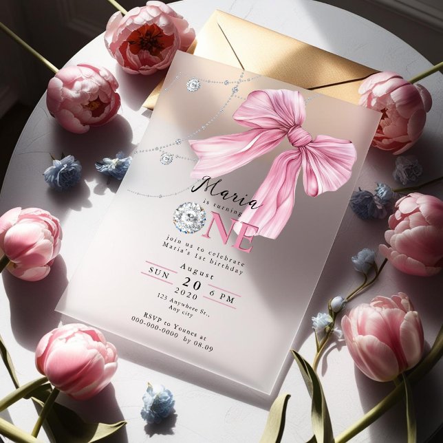 Invitaciones Acrílicas Sparkle Pink Coquette Bow 1 (Subido por el creador)