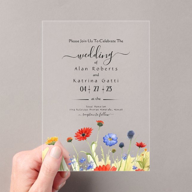 Invitaciones Acrílicas Spring Meadow Wildflowers Wedding Invitation (Insitu (portátil))