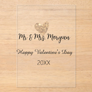 Invitaciones Acrílicas Sr y Sra nombre feliz día de San Valentín corazón