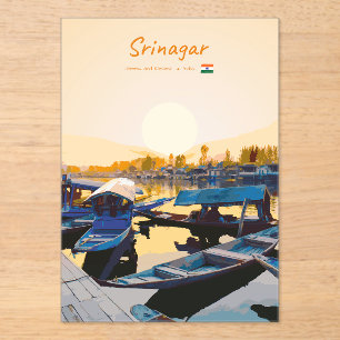 Invitaciones Acrílicas Srinagar, India - Barcas Shikara en el lago Dal