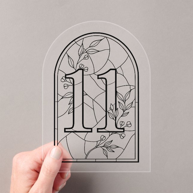 Invitaciones Acrílicas Stained Glass Style Table Number Eleven (Insitu (portátil))