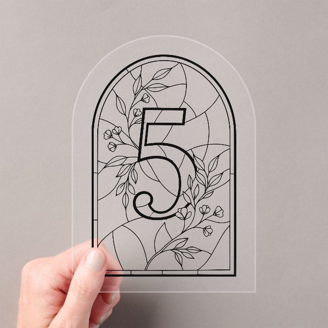 Invitaciones Acrílicas Stained Glass Style Table Number Five (Insitu (portátil))