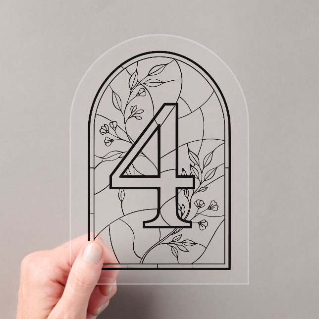 Invitaciones Acrílicas Stained Glass Style Table Number Four (Insitu (portátil))