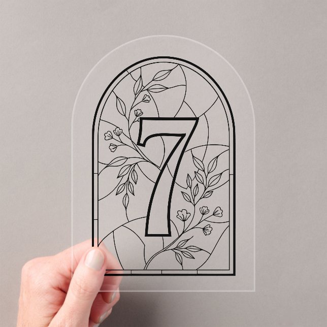 Invitaciones Acrílicas Stained Glass Style Table Number Seven (Insitu (portátil))