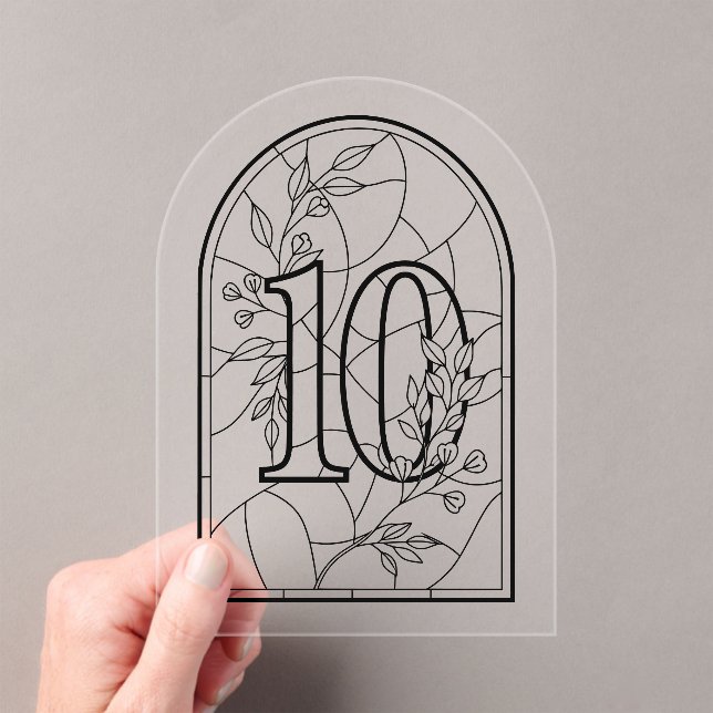 Invitaciones Acrílicas Stained Glass Style Table Number Ten (Insitu (portátil))