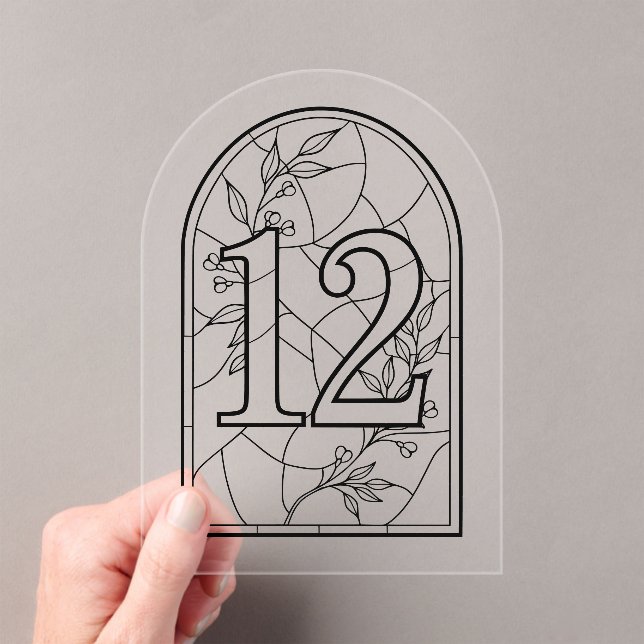 Invitaciones Acrílicas Stained Glass Style Table Number Twelve (Insitu (portátil))