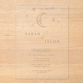Invitaciones Acrílicas Star and Moon Celestial Wedding Invitation