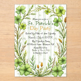 Invitaciones Acrílicas Striped Clover Border Party 