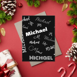 Invitaciones Acrílicas Su nombre y patrón personalizado monograma negro